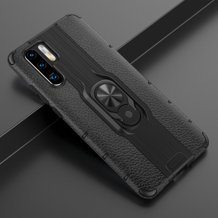 

For Huawei P30 Pro Shockproof PC + TPU Case with Ring Holder(Black)