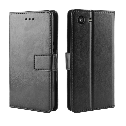 

Retro Crazy Horse Texture Horizontal Flip Leather Case for Sony Xperia ACE SO-02L, with Holder & Card Slots & Photo Frame(Black)