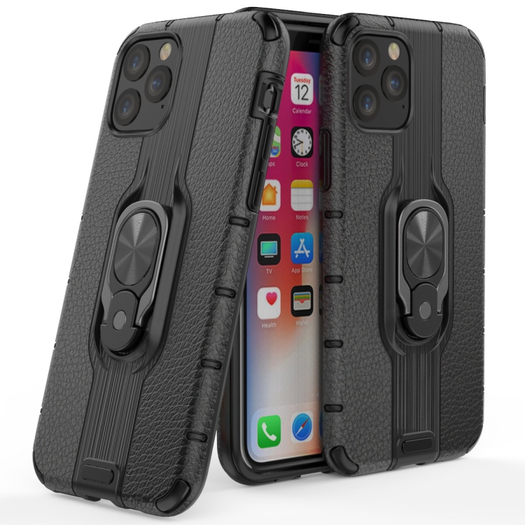 

For iPhone11 Pro Shockproof PC + TPU Case with Ring Holder(Black)