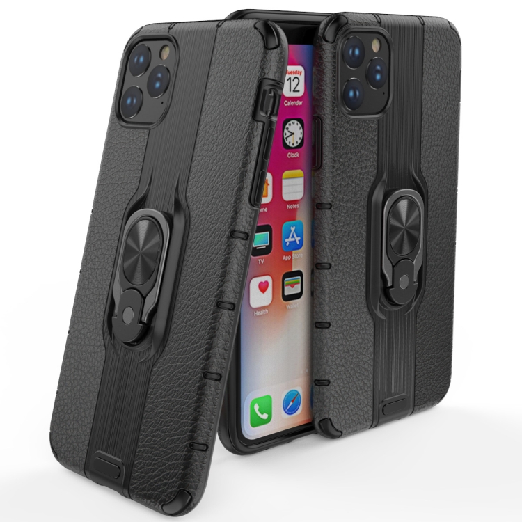 

For iPhone11 Pro Max Shockproof PC + TPU Case with Ring Holder(Black)