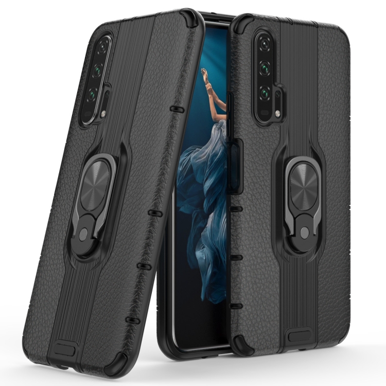 

For Huawei Honor 20 Pro Shockproof PC + TPU Case with Ring Holder(Black)