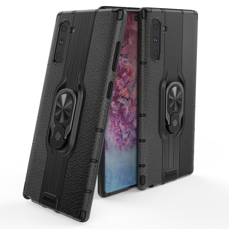 

For Samsung Galaxy Note 10 Shockproof PC + TPU Case with Ring Holder(Black)