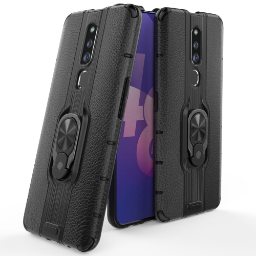 

For OPPO F11 Pro Shockproof PC + TPU Case with Ring Holder(Black)
