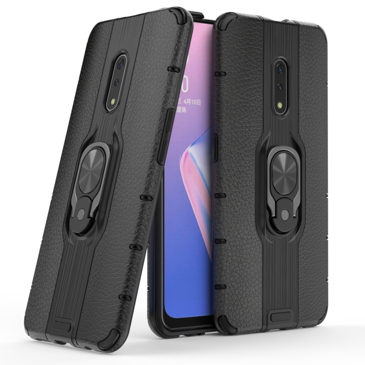 

For OPPO Realme X Shockproof PC + TPU Case with Ring Holder(Black)