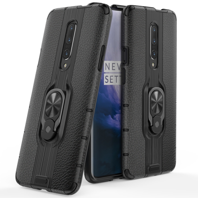 

For OnePlus 7 Shockproof PC + TPU Case with Ring Holder(Black)