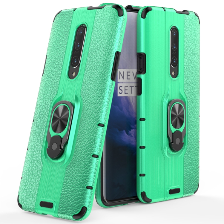 

For OnePlus 7 Pro Shockproof PC + TPU Case with Ring Holder(Green)