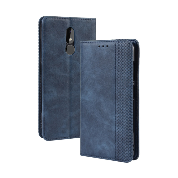 

Magnetic Buckle Retro Crazy Horse Texture Horizontal Flip Leather Case for Nokia 3.2, with Holder & Card Slots & Photo Frame(Blue)