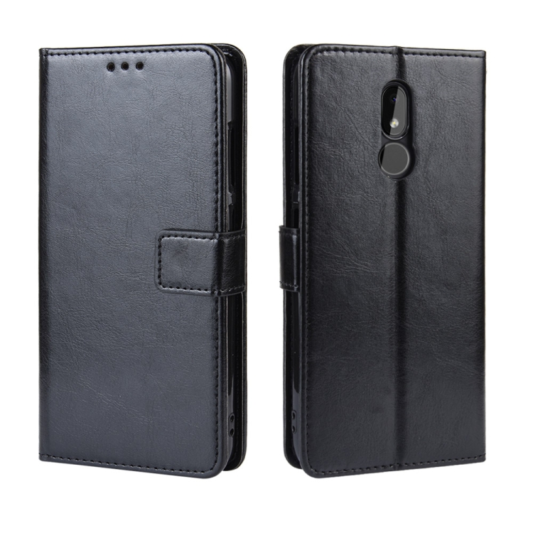 

Retro Crazy Horse Texture Horizontal Flip Leather Case for Nokia 3.2, with Holder & Card Slots & Photo Frame(Black)