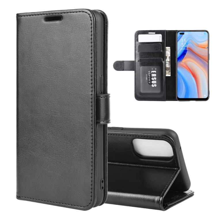

For OPPO Reno 4 5G R64 Texture Single Horizontal Flip Protective Case with Holder & Card Slots & Wallet& Photo Frame(Black)