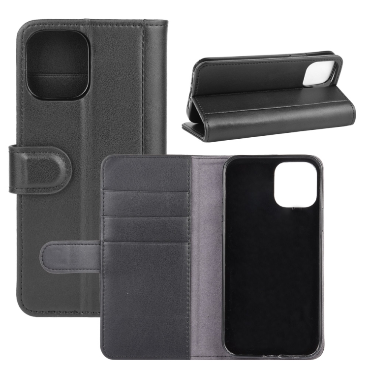 

For iPhone 12 / 12 Pro Horizontal Flip Genuine Leather Case with Holder & Card Slots & Wallet(Black)