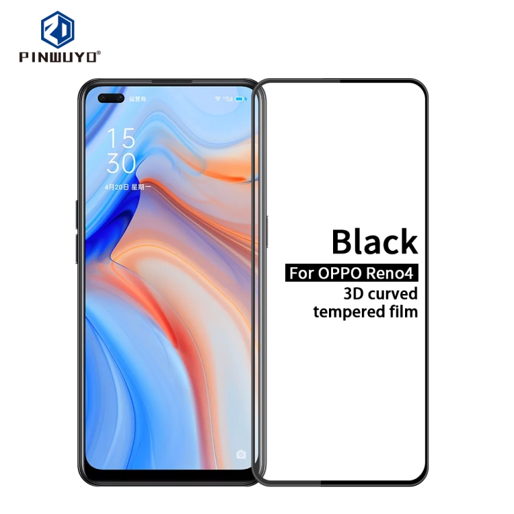 

For OPPO Reno4 PINWUYO 9H 3D Curved Full Screen Explosion-proof Tempered Glass Film(Black)
