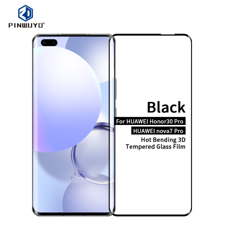 

For Huawei Honor 30Pro /nova7 pro PINWUYO 9H 3D Hot Bending Tempered Glass Film(Black)