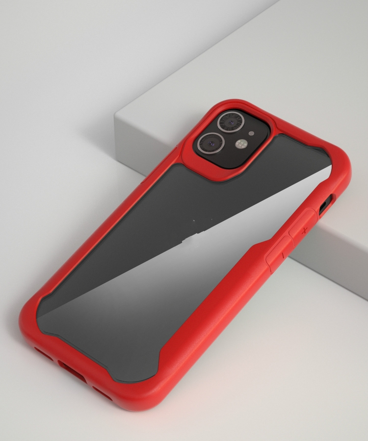 

For iPhone 12 mini Transparent PC + TPU Full Coverage Shockproof Protective Case(Red)