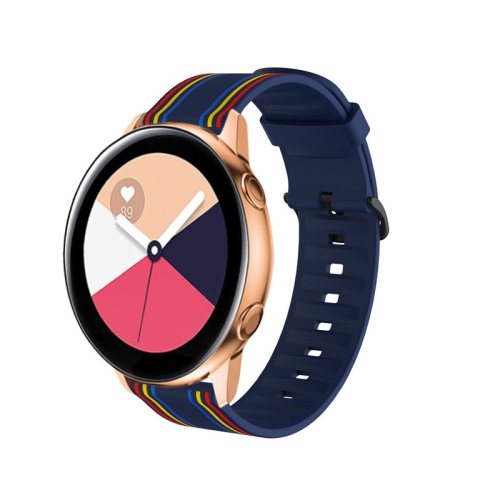 

20mm For Huami Amazfit GTS / Samsung Galaxy Watch Active 2 / Huawei Watch GT2 42MM Striped Silicone Strap(Blue color)