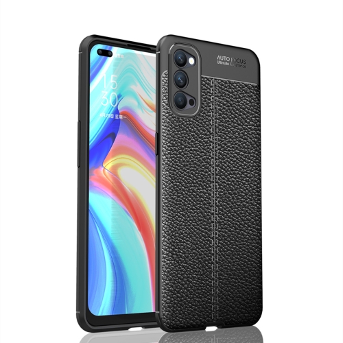 

For OPPO Reno 4 Litchi Texture TPU Shockproof Case(Black)