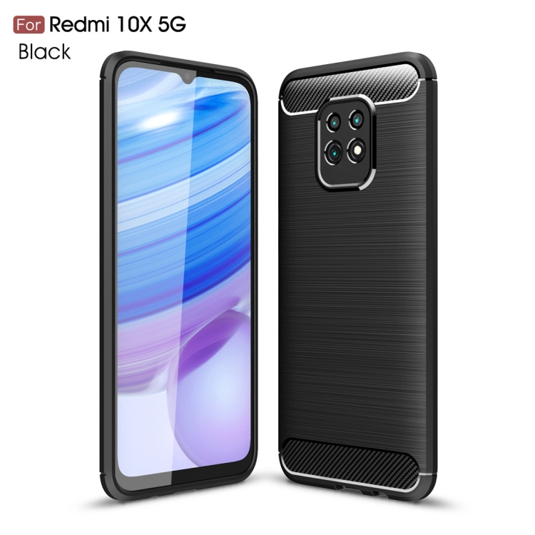 

For Xiaomi Redmi 10X 5G Brushed Texture Carbon Fiber Shockproof TPU Case(Black)