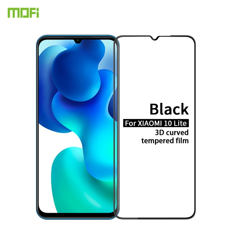

For Xiaomi Mi 10 Lite MOFI 9H 3D Explosion-proof Curved Screen Tempered Glass Film(Black)