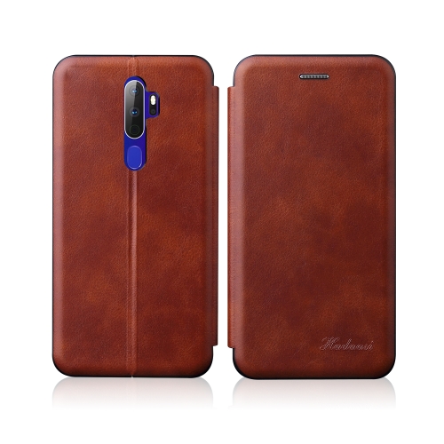 

For OPPO A52 / A72 / A92 Integrated Electricity Pressing Retro Texture Magnetic TPU+PU Leather Case with Card Slot & Holder(Brown)