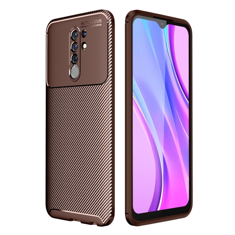 

For Xiaomi Redmi 9 Carbon Fiber Texture Shockproof TPU Case(Brown)