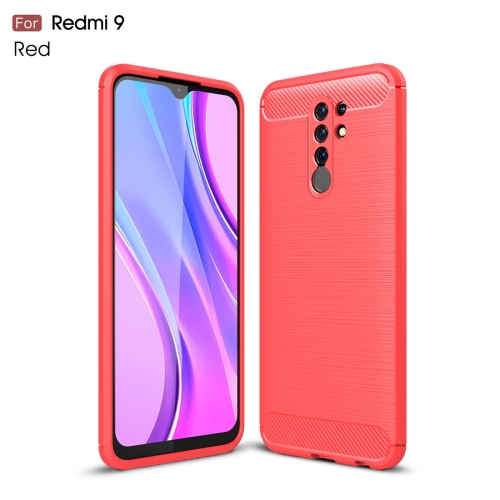 

For Xiaomi Redmi 9 Brushed Texture Carbon Fiber TPU Case(Red)