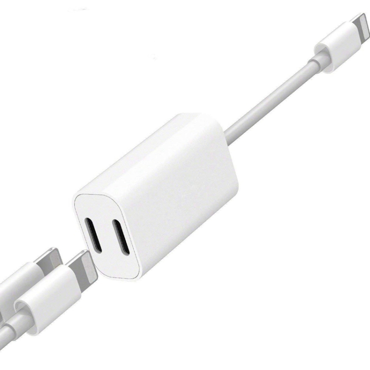 

ZS-S1801 2 in 1 8 Pin Male to 8 Pin Charging + 8 Pin Audio Female Connector Earphone Adapter, Support Calls, Compatible with IOS 13 System