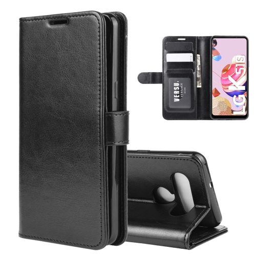 

For LG K41S / K51S R64 Texture Single Horizontal Flip Protective Case with Holder & Card Slots & Wallet& Photo Frame(Black)