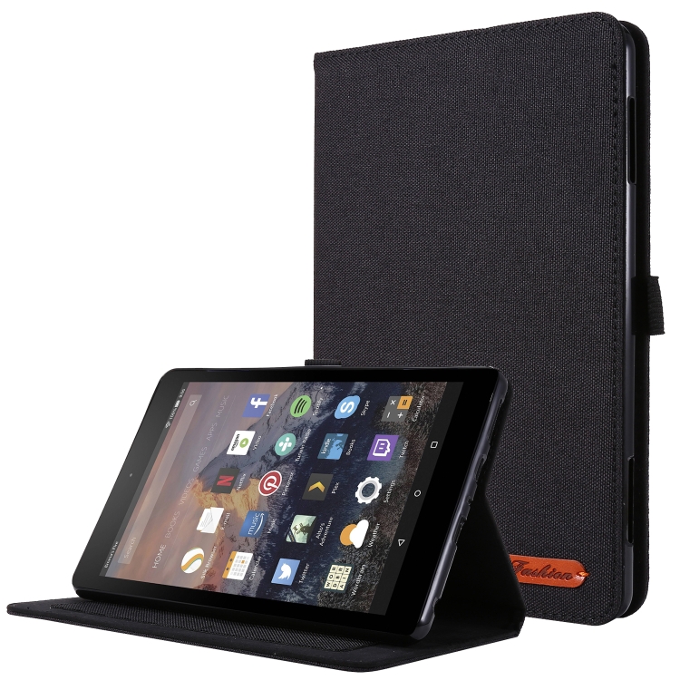 

For Amazon Fire HD 8 (2020) Horizontal Flip TPU + Fabric PU Leather Protective Case with Card Slots & Holder(Black)