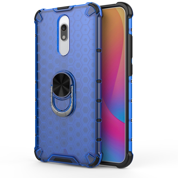 

For Xiaomi Redmi 8A Shockproof Honeycomb PC + TPU Ring Holder Protection Case(Blue)