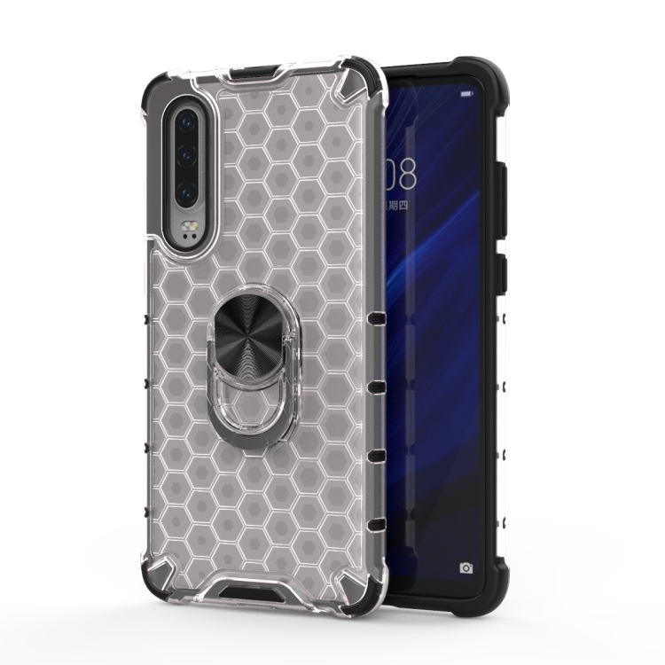 

For Xiaomi Mi CC9 Shockproof Honeycomb PC + TPU Ring Holder Protection Case(White)
