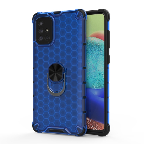 

For Samsung Galaxy A51 Shockproof Honeycomb PC + TPU Ring Holder Protection Case(Blue)