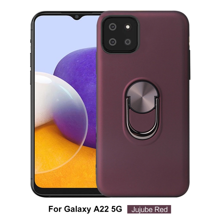 

For Samsung Galaxy A22 5G 360 Rotary Multifunctional Stent PC+TPU Case with Magnetic Invisible Holder(Jujube Red)