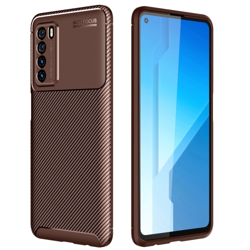 

For Huawei Honor Play 4 Carbon Fiber Texture Shockproof TPU Case(Brown)