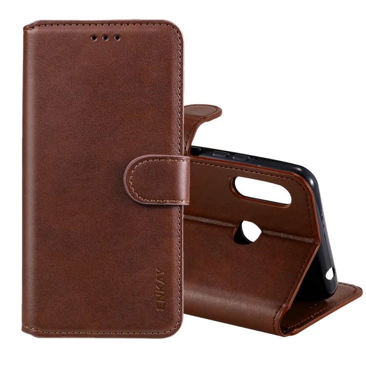 

For Samsung Galaxy A70e ENKAY Hat-Prince Horizontal Flip Leather Case with Holder & Card Slots & Wallet(Brown)