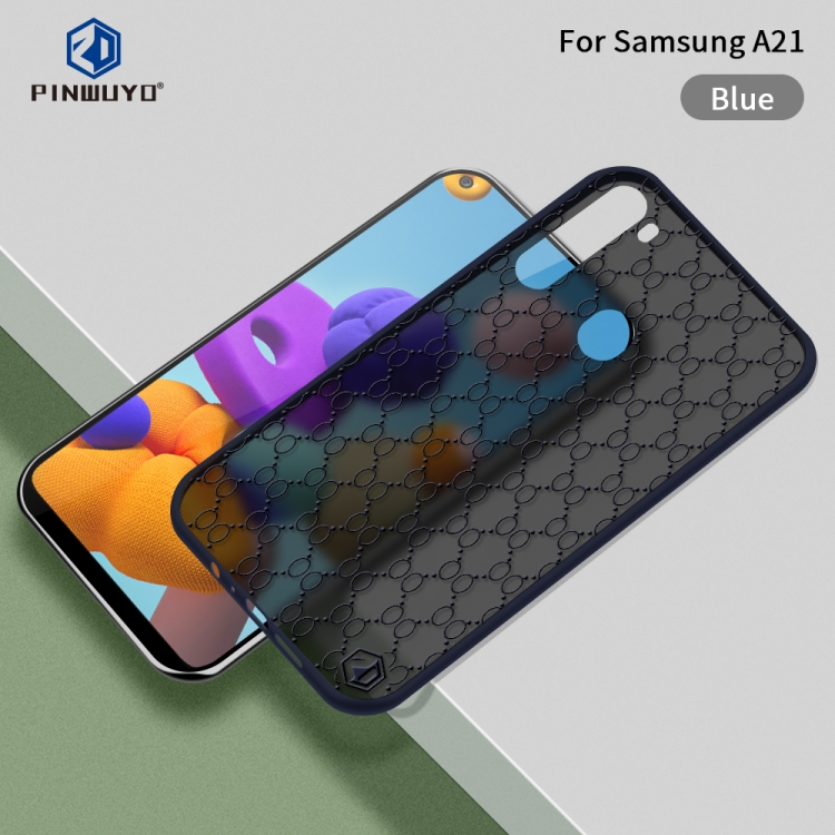 

For Samsung GalaxyA21 PINWUYO Series 2nd Generation PC + TPU Anti-drop All-inclusive Protective Shell Matte Back Cover(Blue)