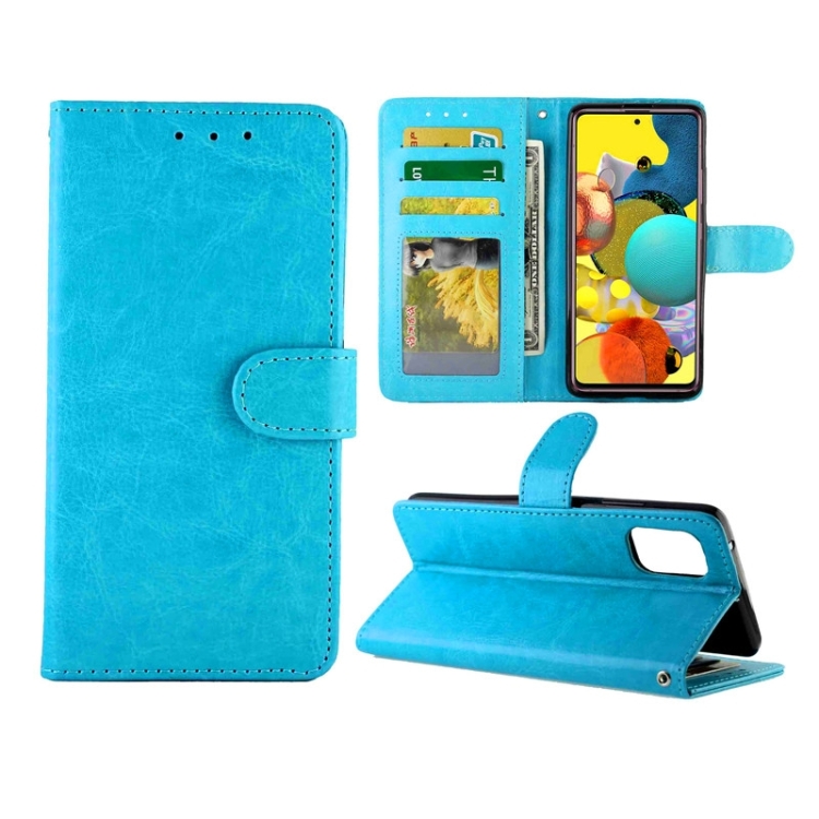 

For Samsung Galaxy A71 5G Crazy Horse Texture Leather Horizontal Flip Protective Case with Holder & Card Slots & Wallet & Photo Frame(Sky Blue)