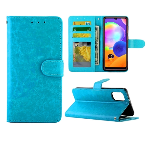 

For Samsung Galaxy A31 Crazy Horse Texture Leather Horizontal Flip Protective Case with Holder & Card Slots & Wallet & Photo Frame(Sky Blue)