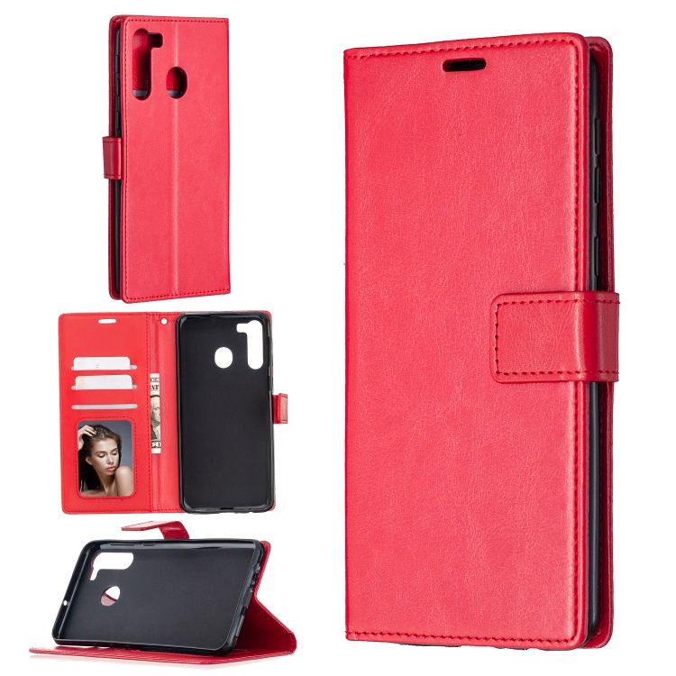 

For Samsung Galaxy A21 Crazy Horse Texture Horizontal Flip Leather Case with Holder & Card Slots & Wallet & Photo Frame(Red)