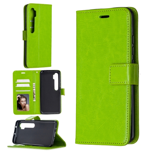 

For Xiaomi Mi Note 10 Lite Crazy Horse Texture Horizontal Flip Leather Case with Holder & Card Slots & Wallet & Photo Frame(Green)