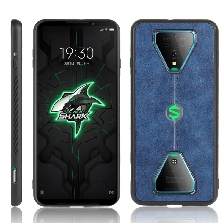 

For Xiaomi Black Shark 3 Shockproof Sewing Cow Pattern Skin PC + PU + TPU Case(Blue)