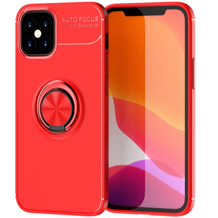 

For iPhone 12 mini Metal Ring Holder 360 Degree Rotating TPU Case(Red+Red)