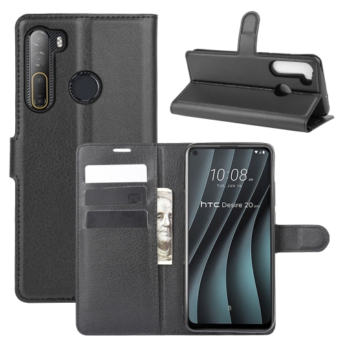 

For HTC Desire 20 Pro Litchi Texture Horizontal Flip Protective Case with Holder & Card Slots & Wallet(Black)
