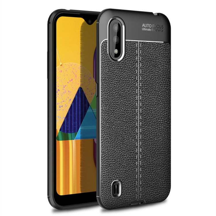

For Samsung Galaxy M01 Litchi Texture TPU Shockproof Case(Black)