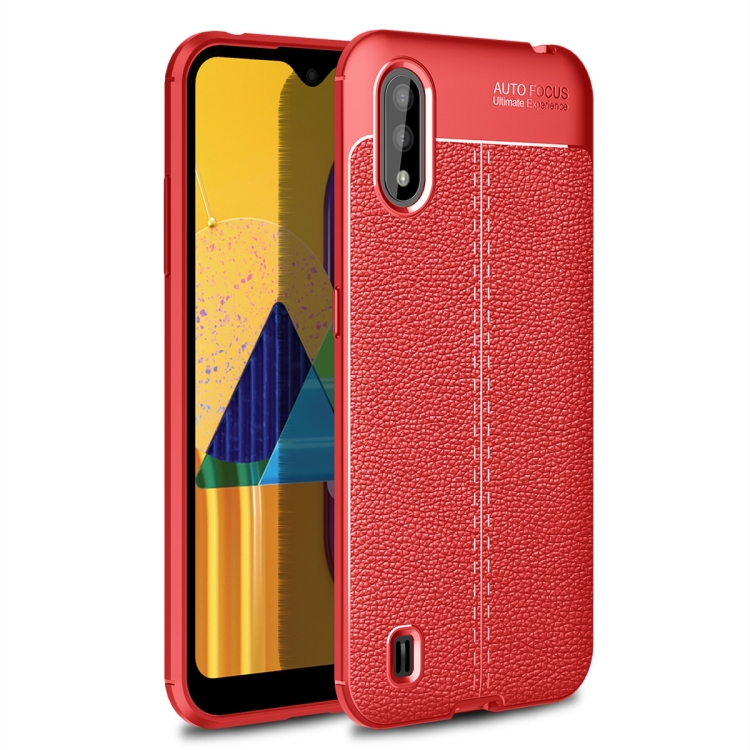 

For Samsung Galaxy M01 Litchi Texture TPU Shockproof Case(Red)