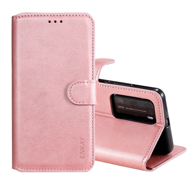 

For HUAWEI P40 Pro ENKAY Hat-Prince Horizontal Flip Leather Case with Holder & Card Slots & Wallet(Pink)