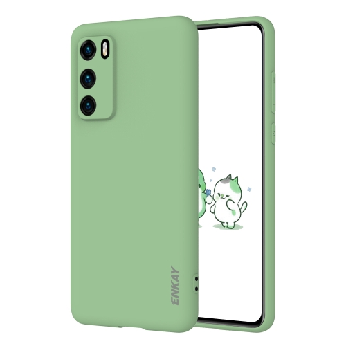 

For Huawei P40 Hat-Prince ENKAY ENK-PC034 Ultra-thin Solid Color TPU Slim Case Soft Cover(Pea Green)