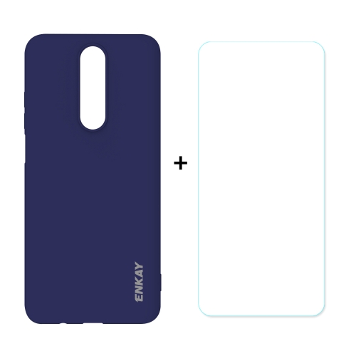 

For Xiaomi Redmi K30 Hat-Prince ENKAY ENK-PC0362 2 in 1 Ultra-thin Solid Color TPU Slim Case Soft Cover + 0.26mm 9H 2.5D Tempered Glass Protector Film(Royal Blue)