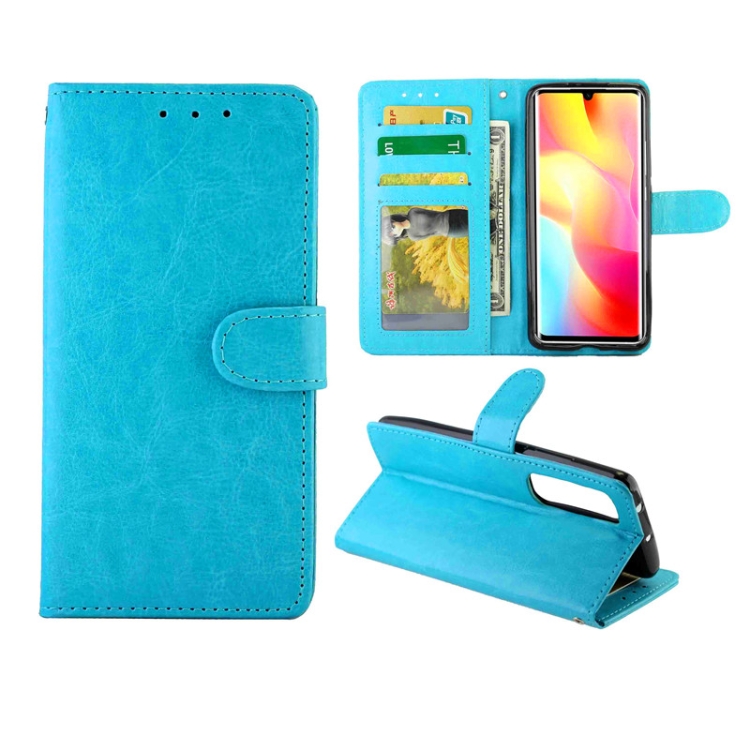 

For Xiaomi Mi Note 10 Lite Crazy Horse Texture Leather Horizontal Flip Protective Case with Holder & Card Slots & Wallet & Photo Frame(baby Blue)
