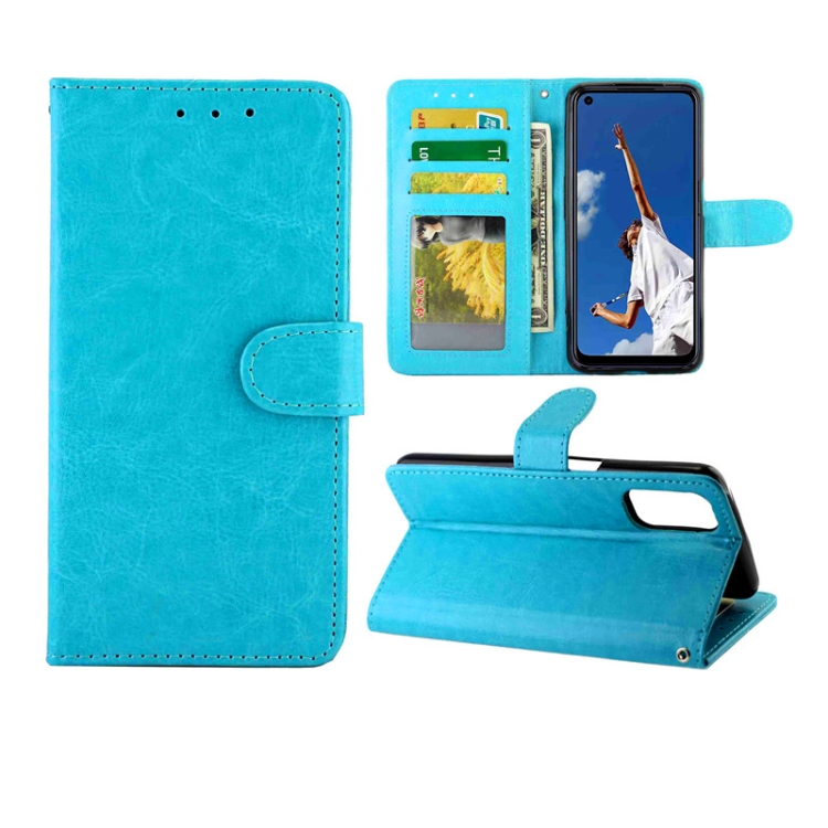 

For OPPO A52 Crazy Horse Texture Leather Horizontal Flip Protective Case with Holder & Card Slots & Wallet & Photo Frame(baby Blue)