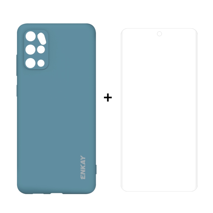 

For Samsung Galaxy S20+ Hat-Prince ENKAY ENK-PC0442 2 in 1 Ultra-thin Solid Color TPU Slim Case Soft Cover + 3D Full Screen PET Curved Hot Bending HD Screen Protector Soft Film(Gray-blue)