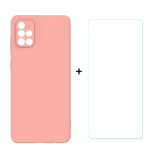 

For Samsung Galaxy A71 Hat-Prince ENKAY ENK-PC0422 2 in 1 Ultra-thin Solid Color TPU Slim Case Soft Cover + 0.26mm 9H 2.5D Tempered Glass Protector Film(Orange)